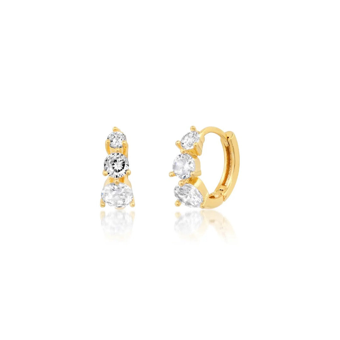 Triple Crystal Huggie Hoops