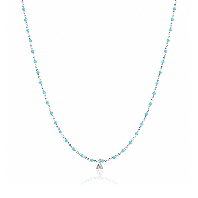 Turquoise Enamel Beaded Necklace
