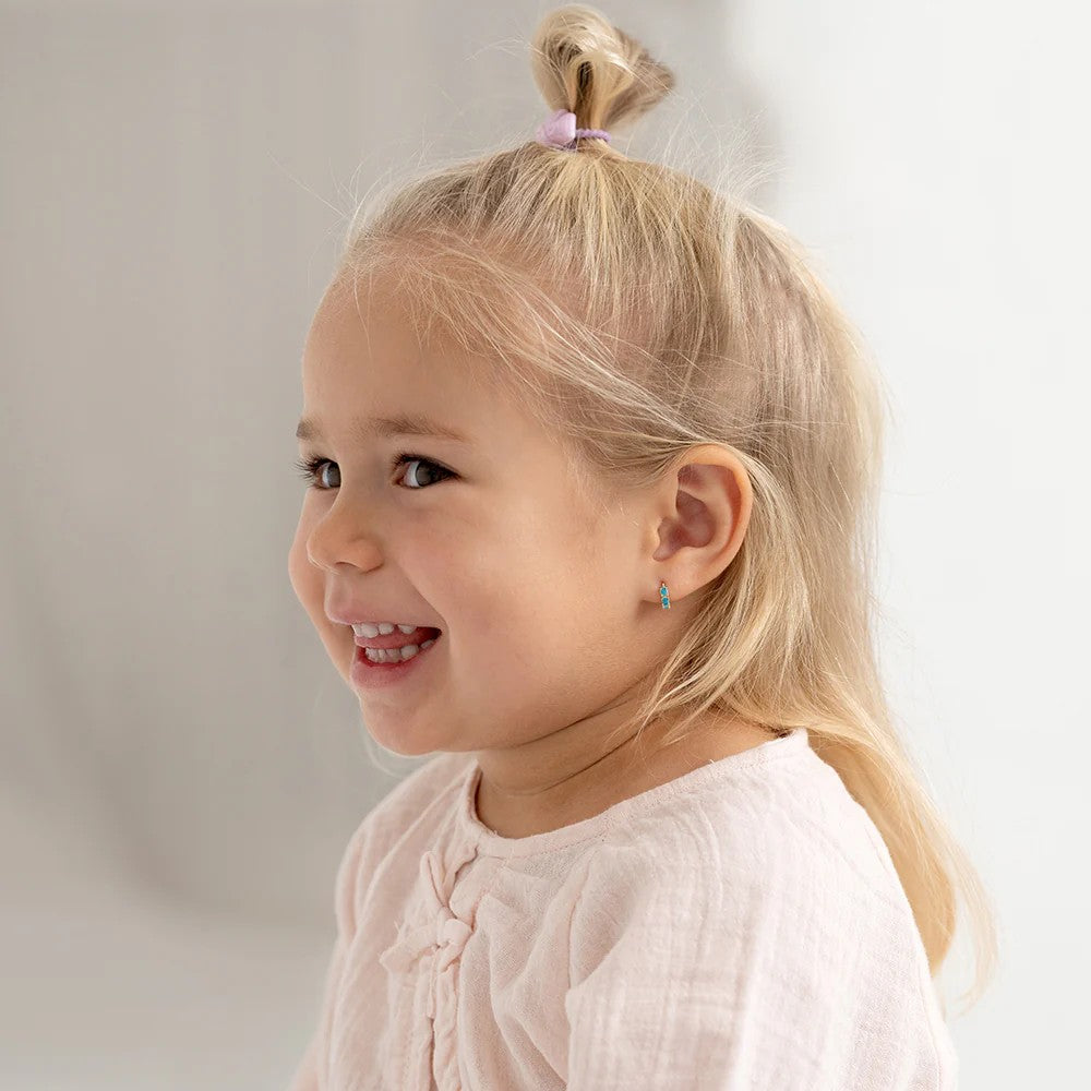 Turquoise Little Girl's Hoop Earrings