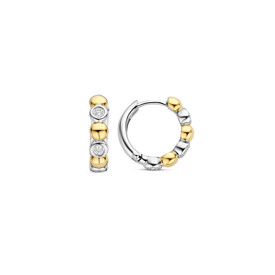 Ti Sento Milano Alternating Two Tone Huggie Hoops