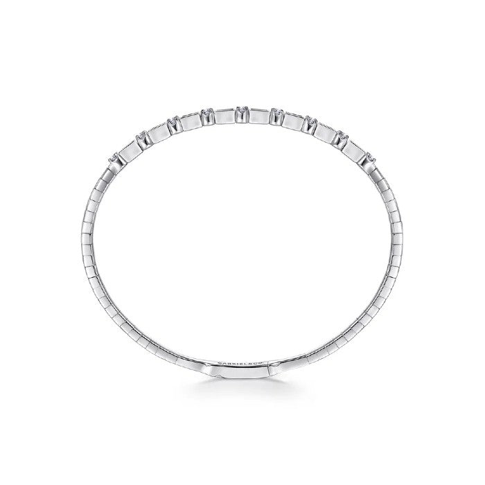Gabriel & Co. Alternating Baguette and Round Diamond Bangle