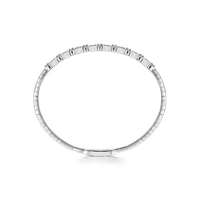 Gabriel & Co. Alternating Baguette and Round Diamond Bangle