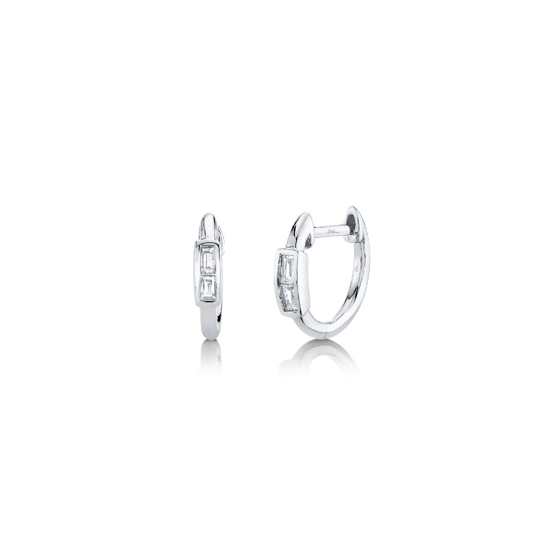 Shy Creation Diamond Baguette Huggie Earrings
