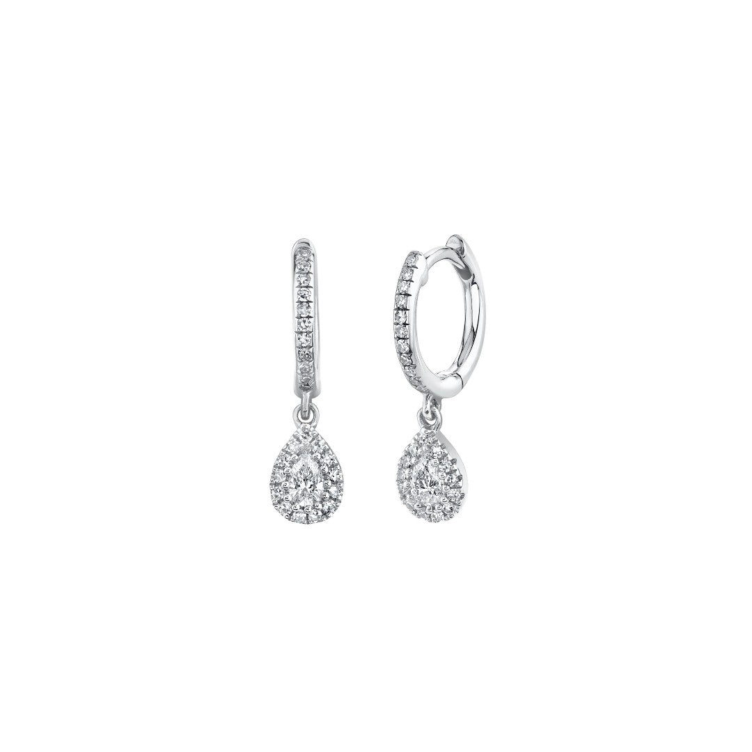 Shy Creation Diamond Huggies with Pear Drop