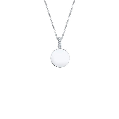 Shy Creation Flat Disc with Diamond Bail Necklace