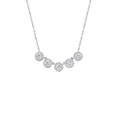 Shy Creation Five Pave Diamond Circles Necklace