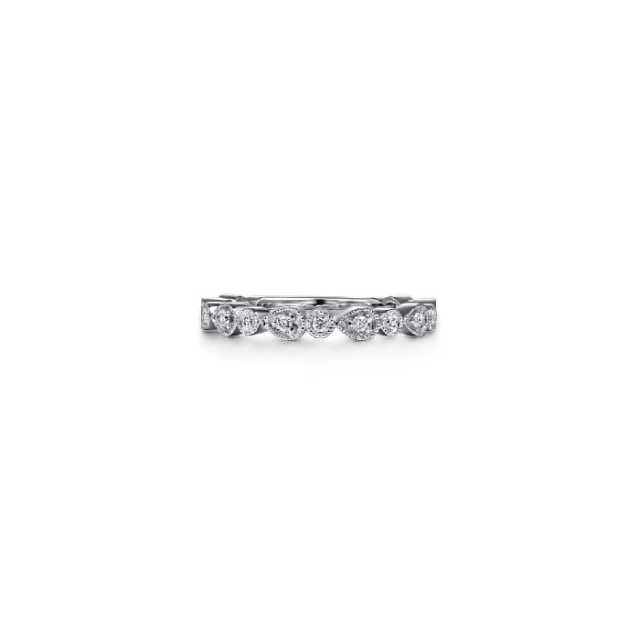 Gabriel & Co. Pear & Round Diamond Station Ring