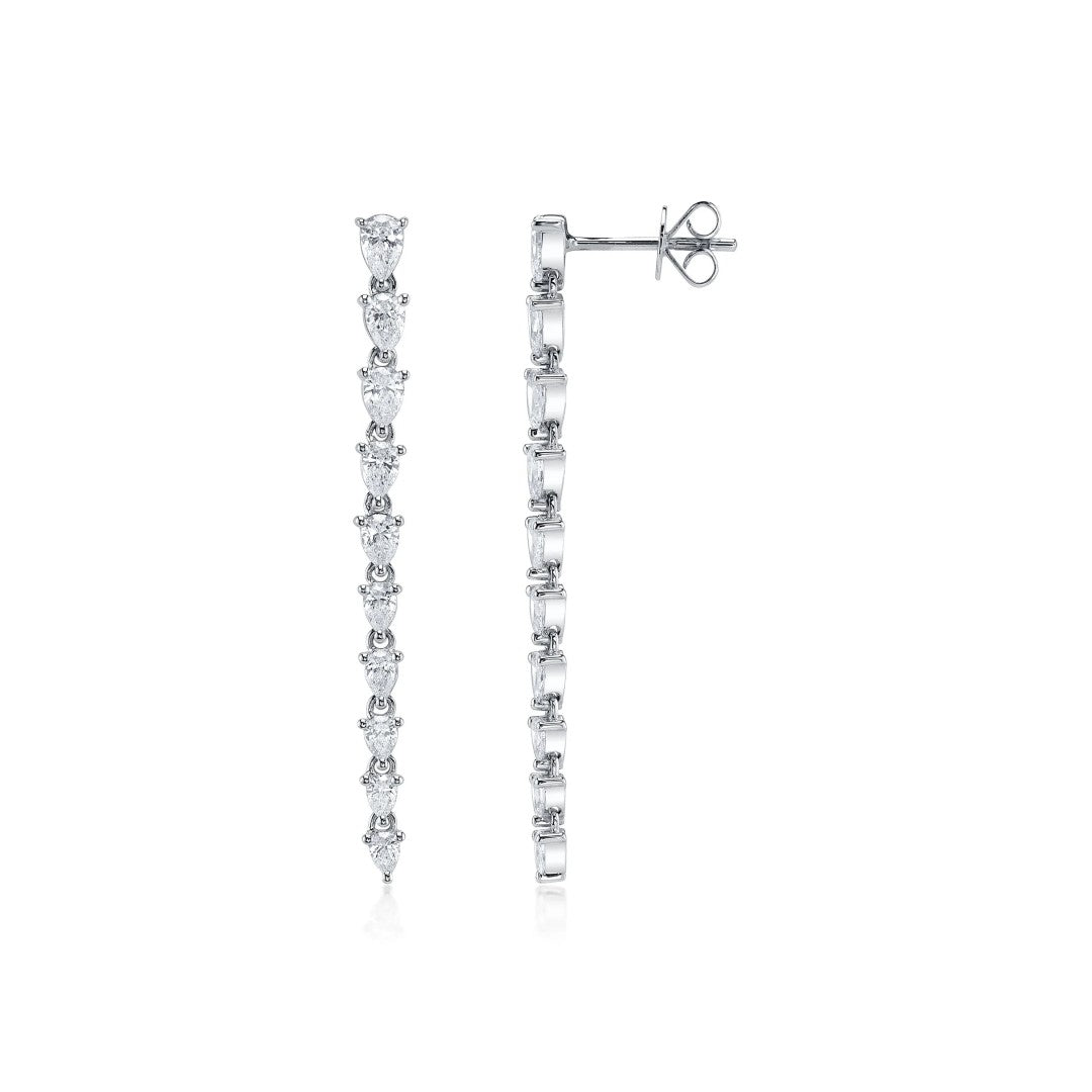 Shy Creation Pear Diamond Linear Earrings