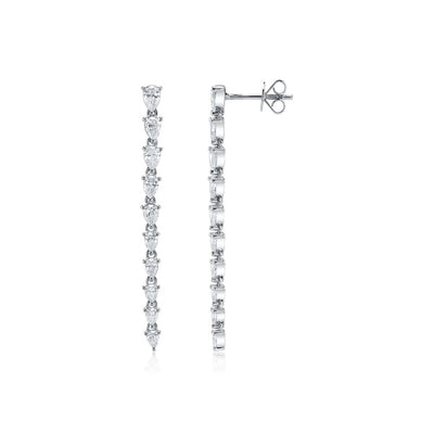 Shy Creation Pear Diamond Linear Earrings