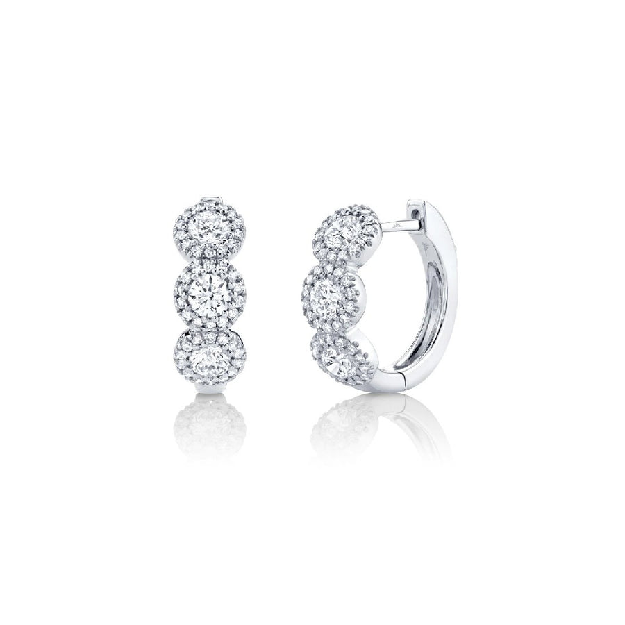 Shy Creation Triple Diamond Circles Hoops