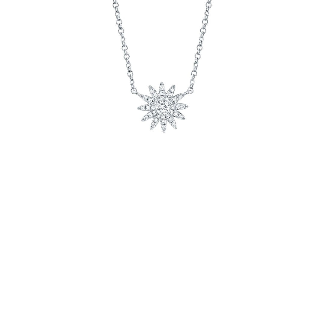 Shy Creation Pave Diamond Starburst Necklace