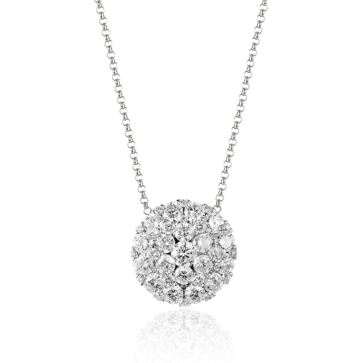 Round Diamond Cluster Pendant Necklace