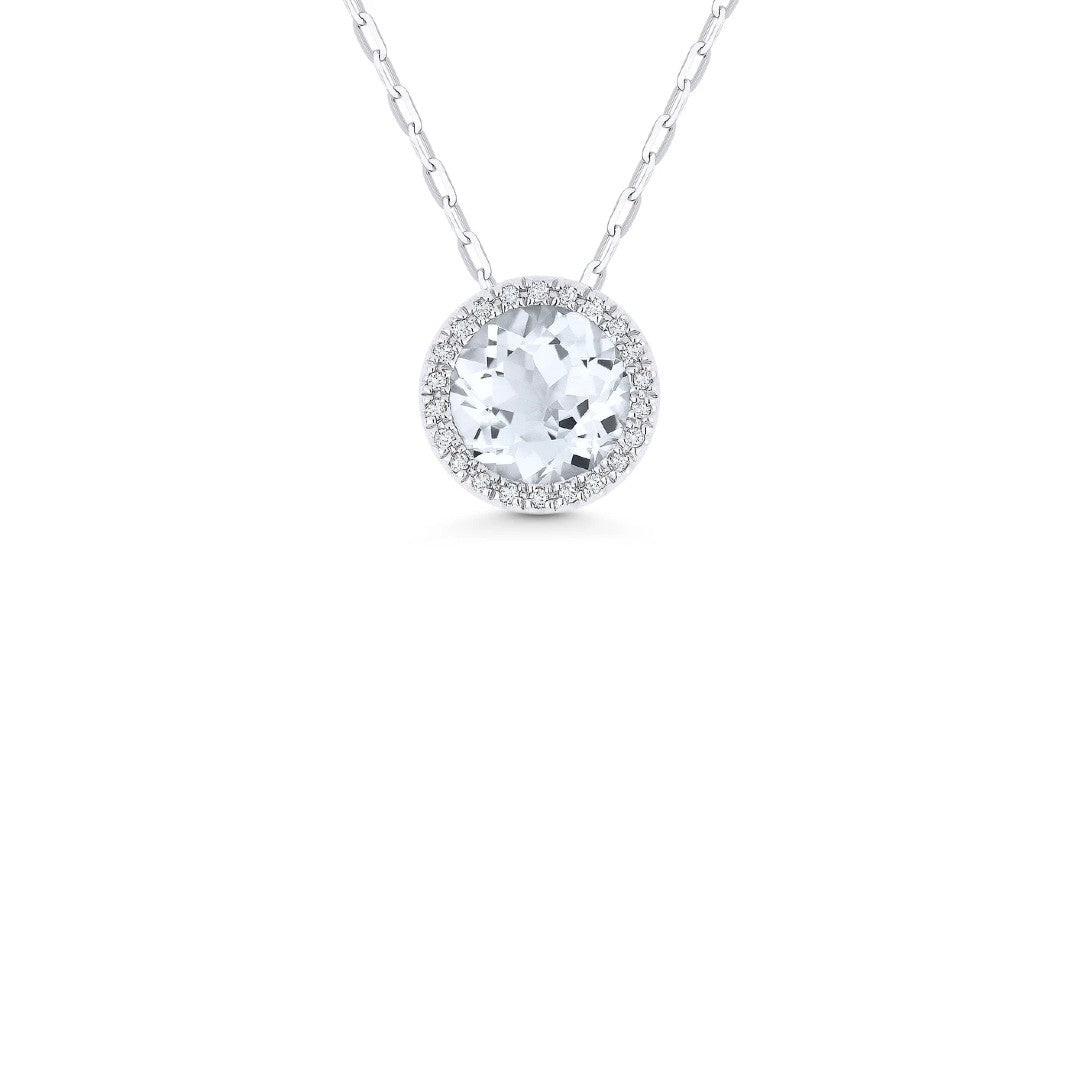 Round White Topaz & Diamond Necklace
