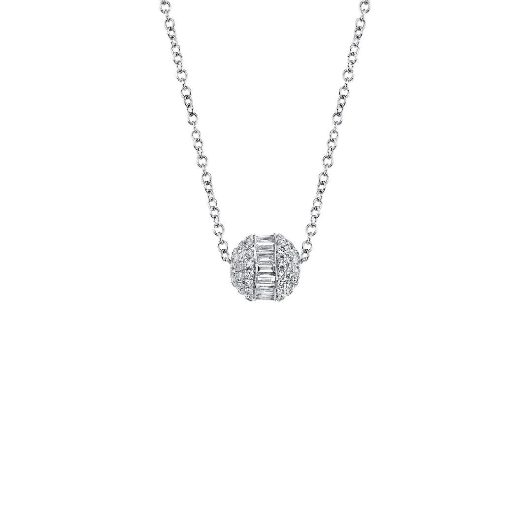 Shy Creation Baguette Diamond Barrel Necklace
