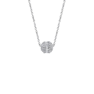 Shy Creation Baguette Diamond Barrel Necklace
