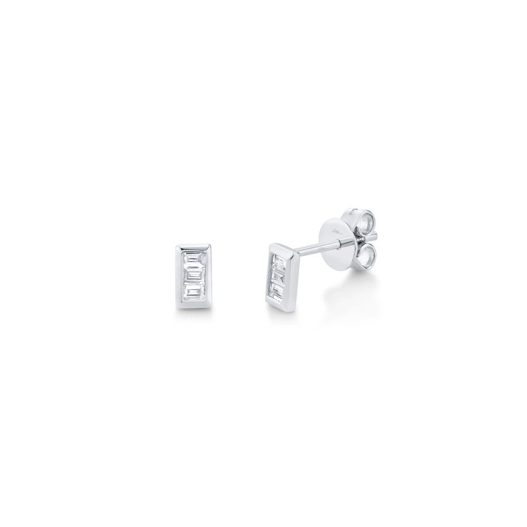 Shy Creation Baguette Diamond Stud Earrings