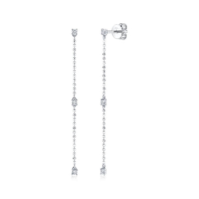 Shy Creation Diamond Faceted Ball Chain Earrings