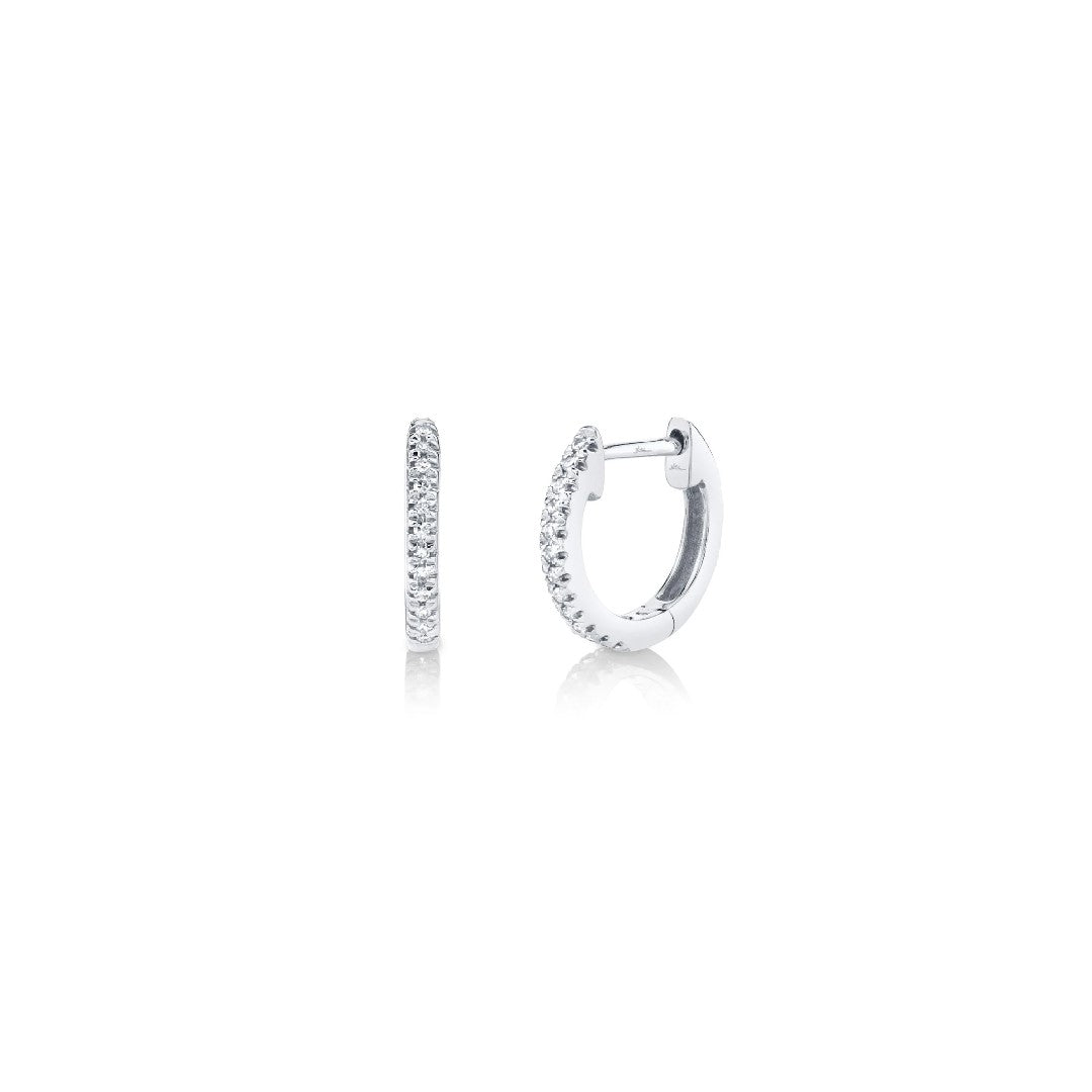Shy Creation Pave Diamond Huggie Hoops