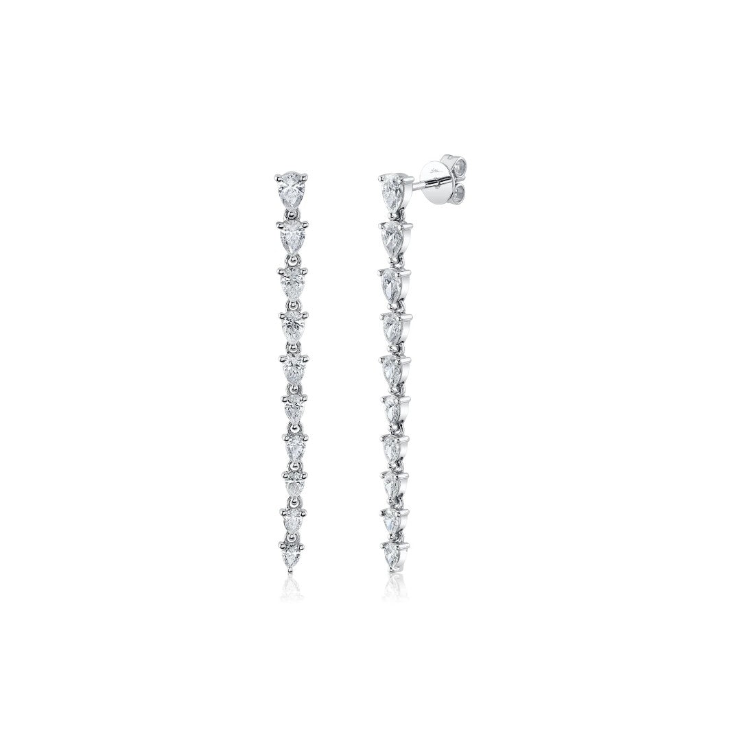 Shy Creation Pear Diamond Linear Earrings