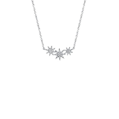 Shy Creation Triple Diamond Starbursts Necklace