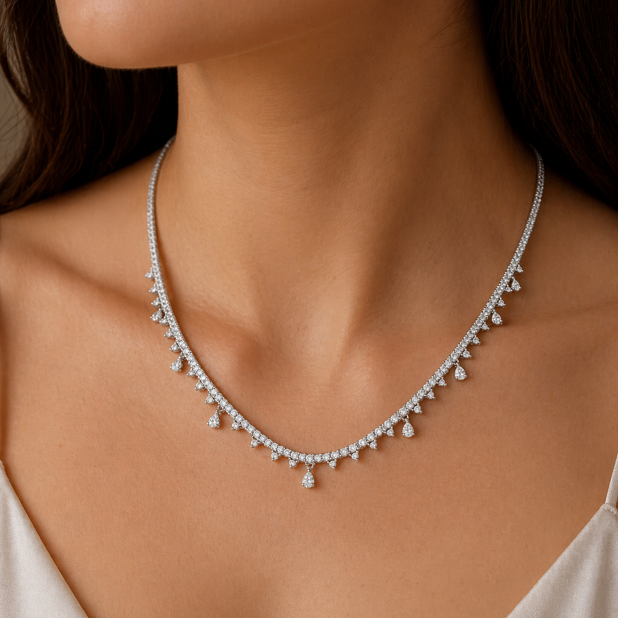 Diamond Fringe Tennis Necklace