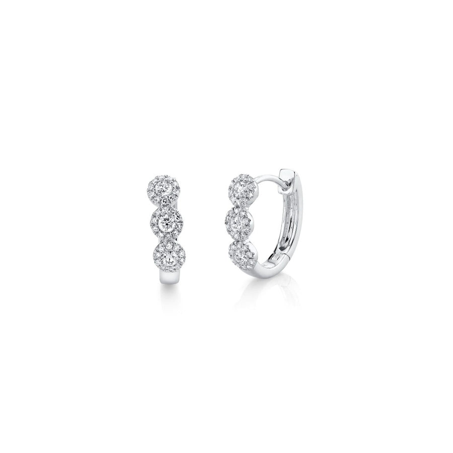 Shy Creation Triple Pave Diamond Circles Huggie Earrings