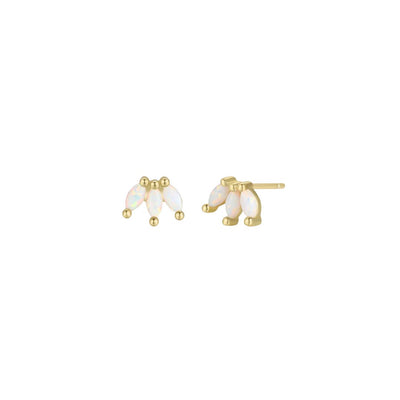 White Opal Crown Stud Earrings