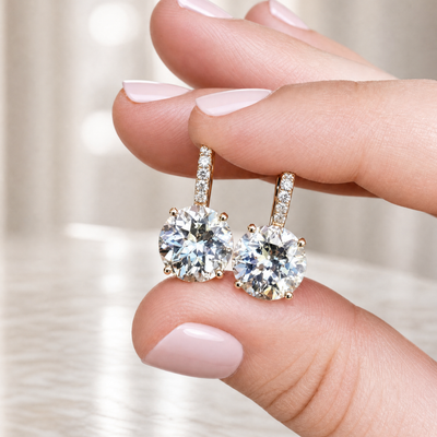 Jane Taylor White Topaz & Diamond Drop Earrings