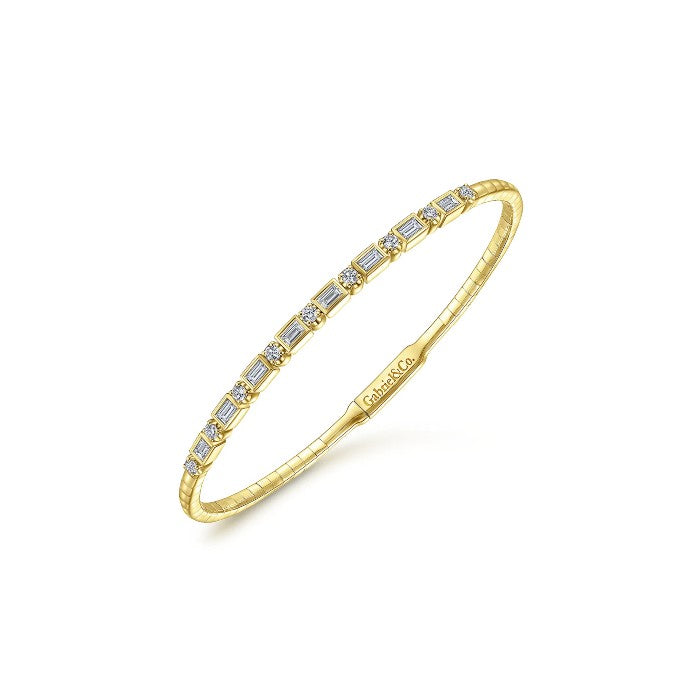 Gabriel & Co. Alternating Baguette and Round Diamond Bangle