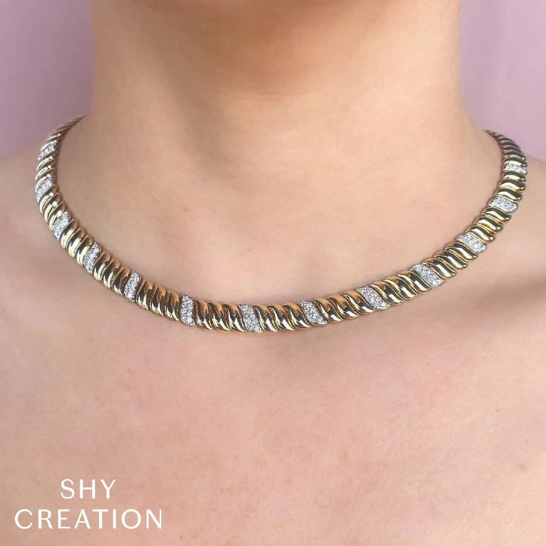 Shy Creation Diamond Fluted Necklace
