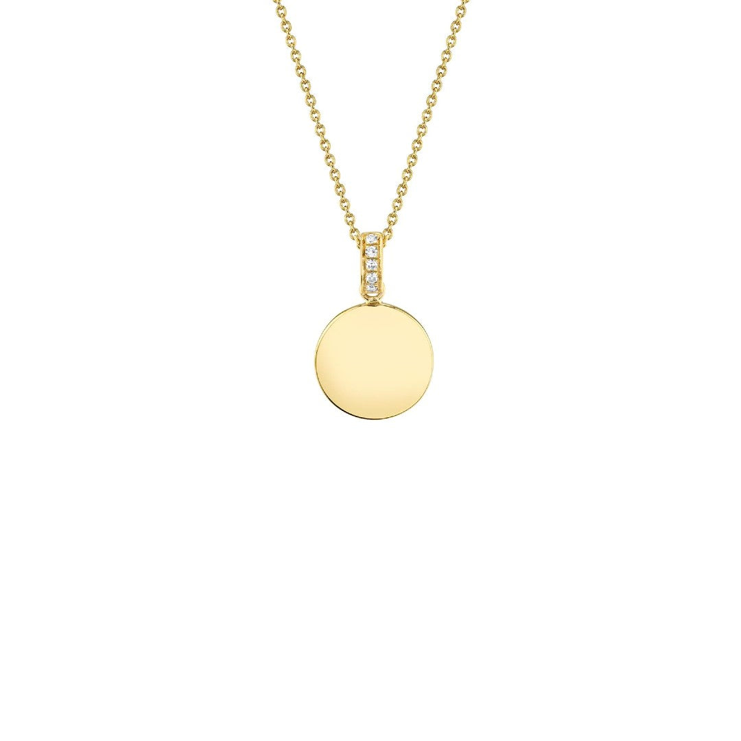 Shy Creation Flat Disc with Diamond Bail Necklace