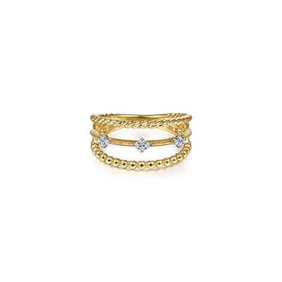 Gabriel & Co. Three Row Diamond Station Open Ring