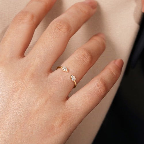 Gabriel & Co. Teardrop Pave Diamond Split Ring