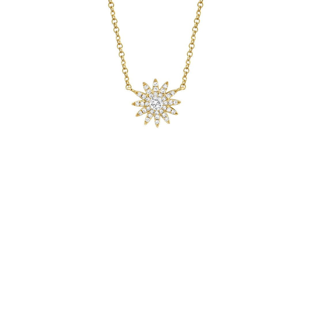 Shy Creation Pave Diamond Starburst Necklace
