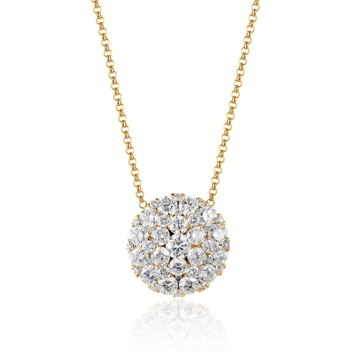 Round Diamond Cluster Pendant Necklace