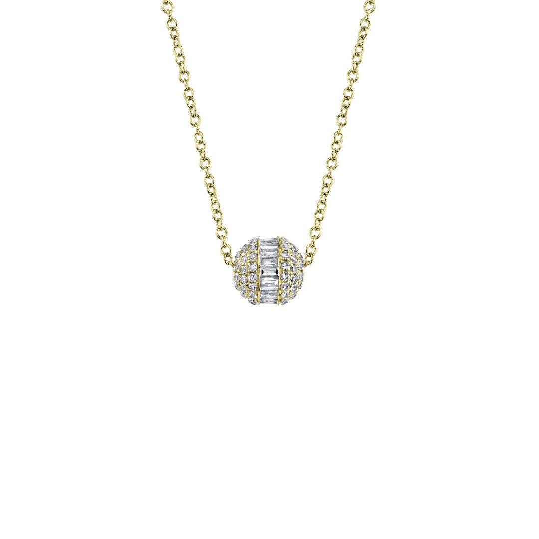 Shy Creation Baguette Diamond Barrel Necklace