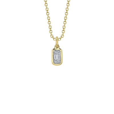 Shy Creation Baguette Diamond Bezel Necklace