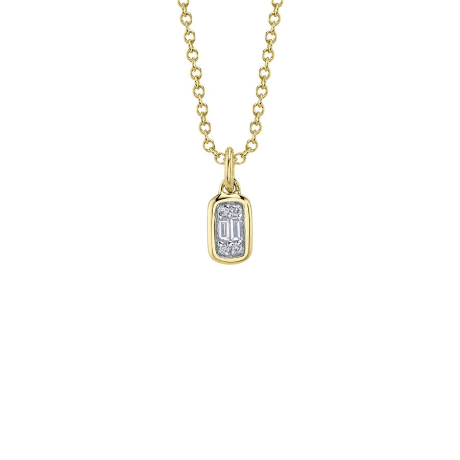 Shy Creation Baguette Diamond Bezel Necklace
