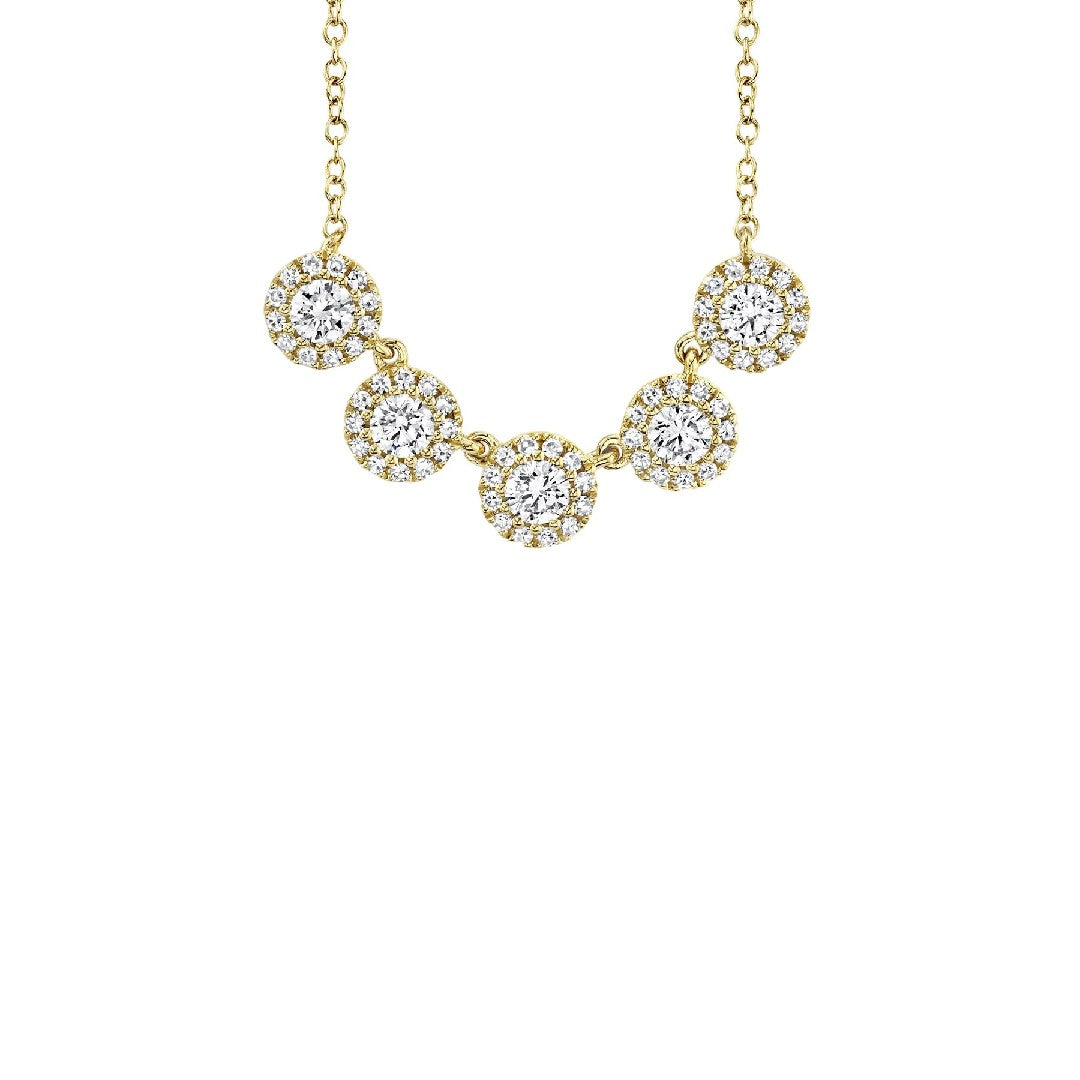 Shy Creation Pave Diamond Five Circles Necklace