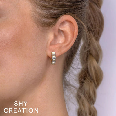 Shy Creation Fluted Diamond Hoops