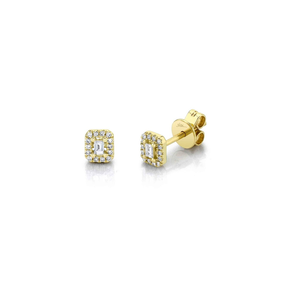Shy Creation Petite Baguette Cushion Stud Earrings