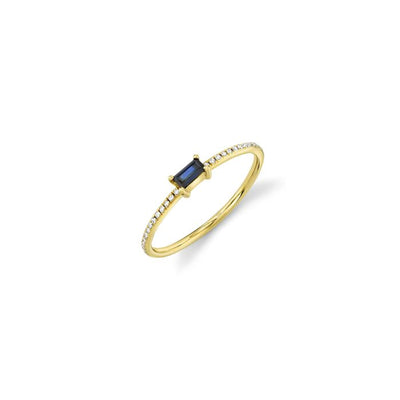 Shy Creation Sapphire Baguette & Diamond Ring