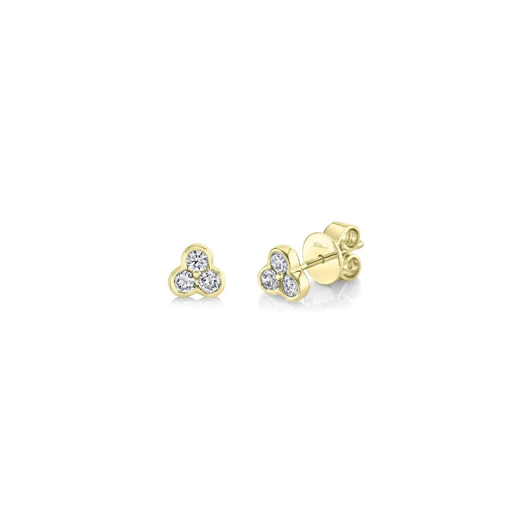 Shy Creation Triple Cluster Single Bezel Stud Earrings