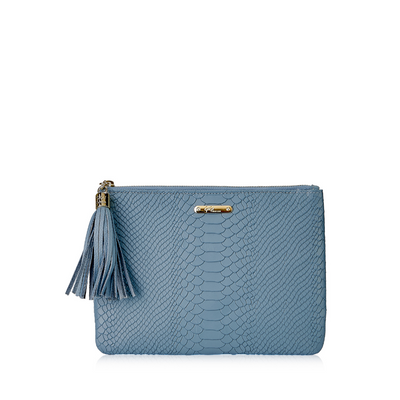 ALL IN ONE BAG Slate Blue Embossed Python Leather - Slate Blue