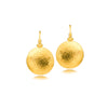 24k Yellow Gold Hammered Disk Drop Earrings