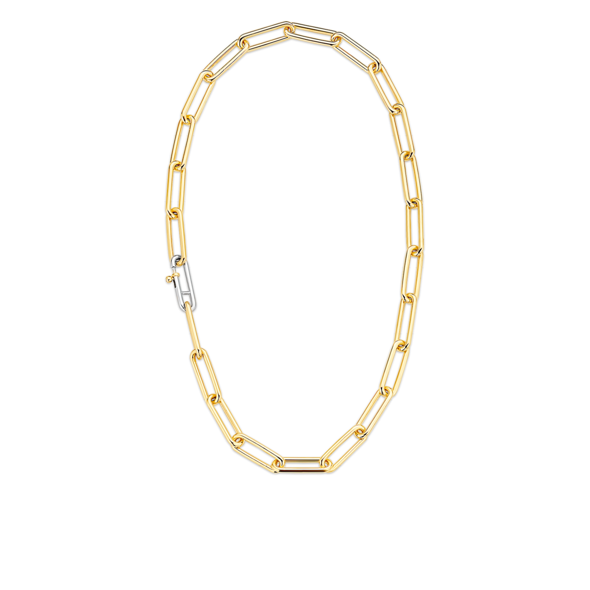 Ti Sento Milano Thick Rectangle Link Chain Necklace in Gold