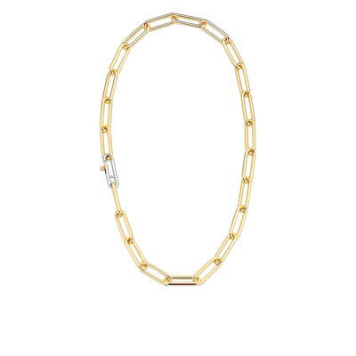 Ti Sento Milano Thick Rectangle Link Chain Necklace in Gold