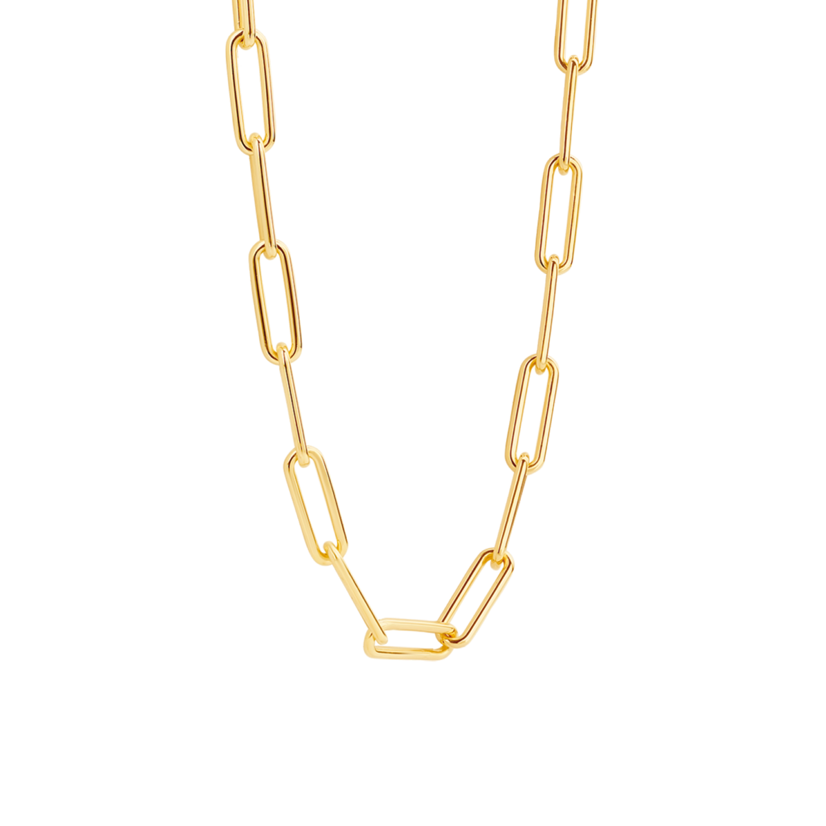 Ti Sento Milano Thick Rectangle Link Chain Necklace in Gold