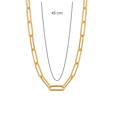 Ti Sento Milano Thick Rectangle Link Chain Necklace in Gold