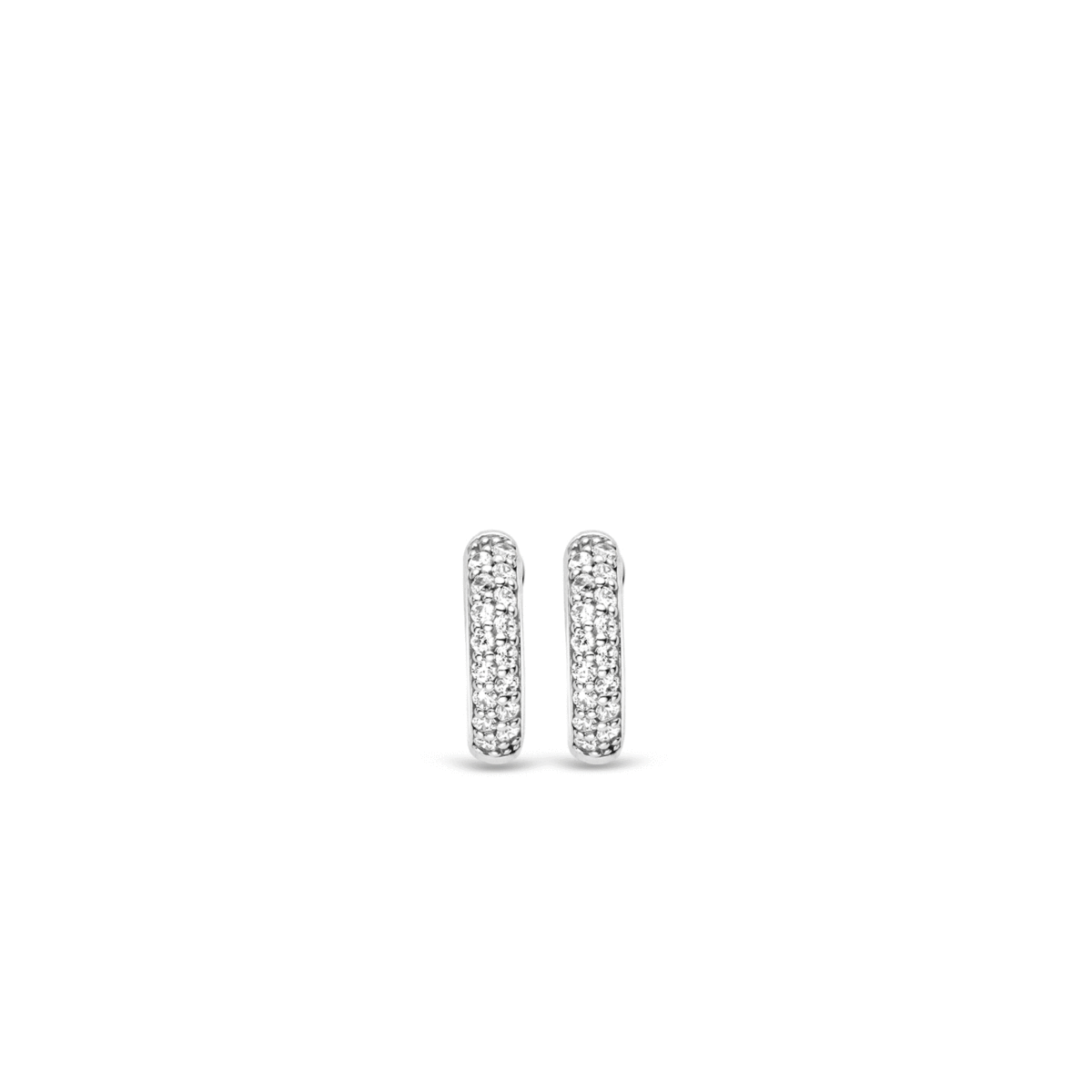Ti Sento Milano Double Row Crystal Silver Huggy Hoop Earring